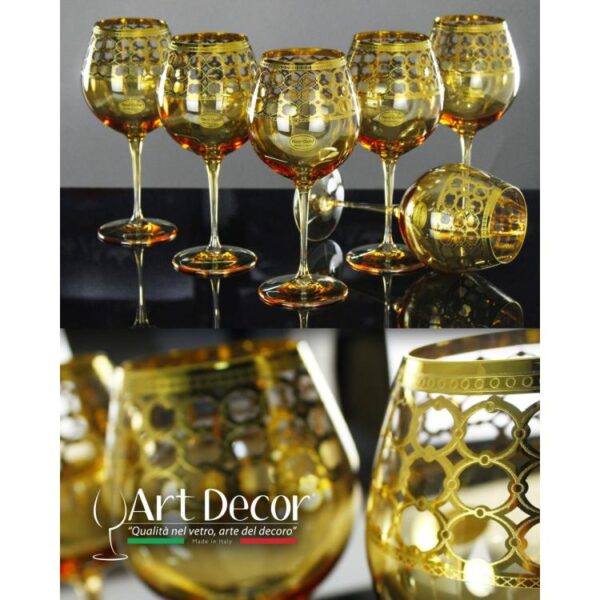 Set 6 calici da vino 67 cl Athene Ambra Oro